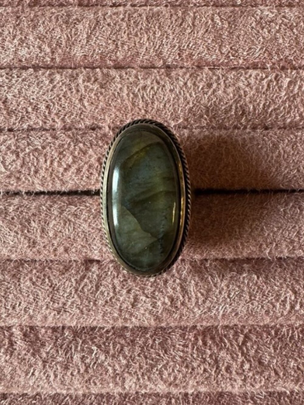 D'Joy 925 Sterling Silver Oval Natural Labradorite Rope Solitaire Ring Sz 10